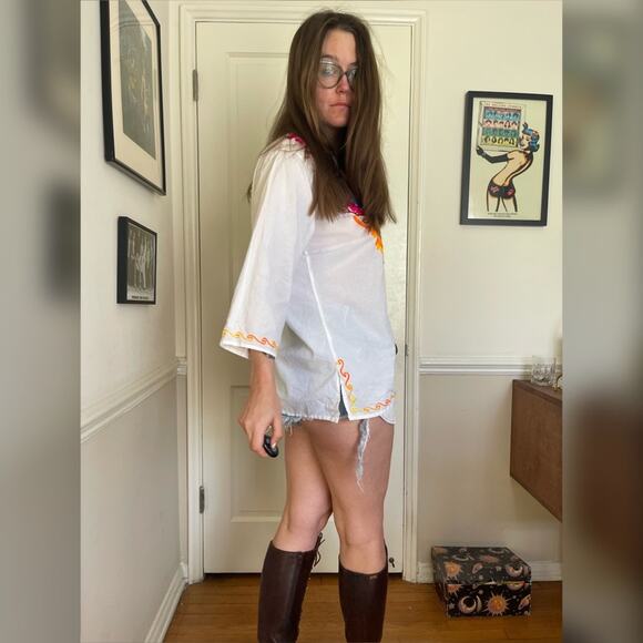 Vintage Mexican Embroidered Long Sleeve Tunic - Picture 3 of 7